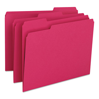 Smead 12743 1/3-Cut Tabs Assorted Letter Size 0.75 in. Expansion Colored File Folders - Red (100/Box)