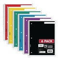 Notebooks & Pads | Mead 73063 (70) 10.5 in. x 8 in. Sheets 1-Subject Wide/Legal Rule Spiral Notebook - Assorted Cover Colors (6/Pack) image number 0