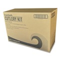 Cutlery | Boardwalk BWK4COMBOKITPP 4-Piece Mediumweight Polypropylene Plastic Fork/Knife/Napkin/Spoon Cutlery Kit - White (250/Carton) image number 3