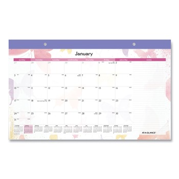 OFFICE PRESENTATION SUPPLIES | AT-A-GLANCE SK91-705 12-Month (Jan-Dec): 2026 17.75 in. x 11 in. Butterfly Artwork Watercolors Monthly Desk Pad Calendar - White Sheets, Purple Binding