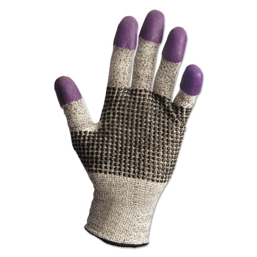 Cleaning Gloves | Ansell KCC 97431 230 mm Length G60 Purple Nitrile Gloves - Medium/Size 8, Black/White (12 Pairs/Carton) image number 0