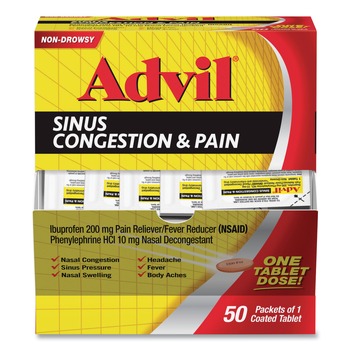  | Advil 019901 Sinus Congestion and Pain Relief (50/Box)