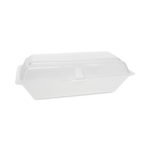 Food Trays, Containers, and Lids | Pactiv Corp. 0TH10099Y000 9.75 in. x 5 in. x 3.25 in. Foam Hinged Lid Containers - White (560/Carton) image number 0