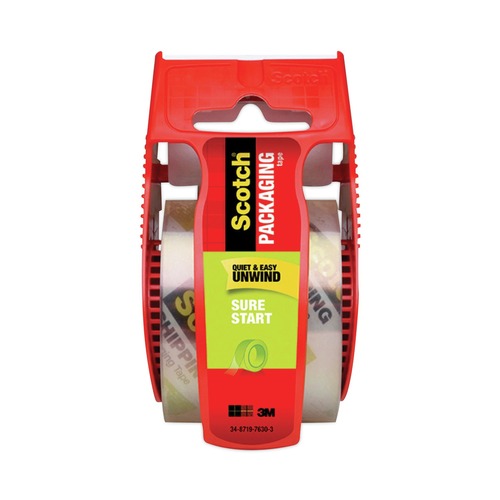 Packing Tapes | Scotch 145 Sure Start 1.88 in. x 22.2 yards 1.5 in. Core Packaging Tape with Dispenser - Clear (1-Roll) image number 0