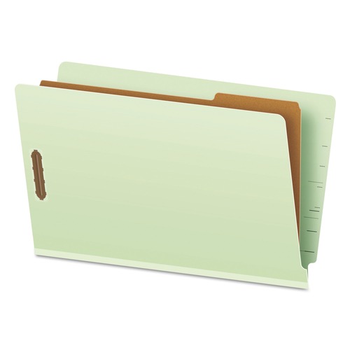 File Folders | Pendaflex 23314 2 in. Expansion 1 Divider 4 Fasteners End Tab Classification Legal Folders - Pale Green (10/Box) image number 0