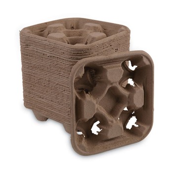 Boardwalk BWK4CUPCARRIER Four Cup Carrier Tray for 8 - 32 oz. Cups - Kraft (300/Carton)
