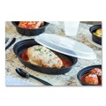 Food Service | Pactiv Corp. OC24B Newspring VERSAtainer 9.1 x 6.7 x 1.45 24 oz Plastic Oval Microwavable Containers - Black/Clear (150/Carton) image number 2