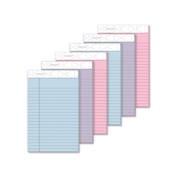 TOPS 63016 50-Sheet 5 in. x 8 in. Narrow Rule Prism plus Colored Writing Pads - Assorted Pastel-Color (6/Pack)