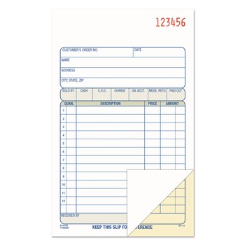 Adams DC4705 4.19 x 6.69 Two-Part Carbonless Sales Order Pad with 12 Lines, 50 Forms Total