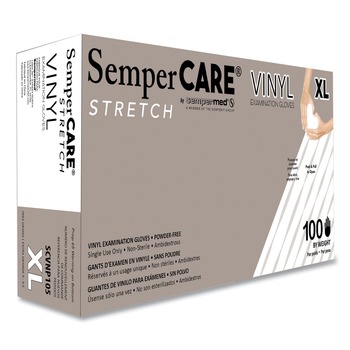 SemperCare SCVNP105 Stretch Vinyl Examination Gloves - X-Large, Cream (100/Box)