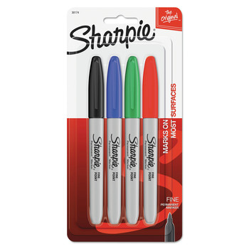 MARKERS | Sharpie 30174PP Fine Bullet Tip Permanent Marker - Assorted Colors (4/Set)