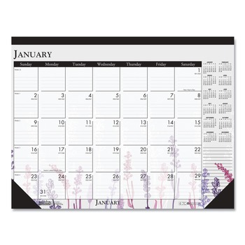 House of Doolittle 1976 18.5 in. x 13 in. 12-Month (Jan-Dec) 2026 Recycled Desk Pad Calendar - Wild Flowers Artwork