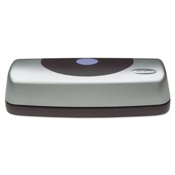 JUST LAUNCHED | Swingline A7074515 Electric/Battery 15-Sheet Three 9/32 in. Hole Portable Desktop Punch - Silver/Black
