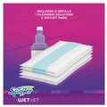 Mops | Swiffer 92811KT WetJet 11 in. x 5 in. Cloth Head 46 in. Aluminum Plastic Handle Mop Kit - White/Purple/Silver image number 4