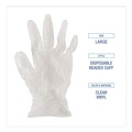 Disposable Gloves | Boardwalk BWK361LCT 3.6 mil Thick 9.5 in. Long Powder-Free Exam Vinyl Gloves - Large, Clear (100/Box, 10 Boxes/Carton) image number 7