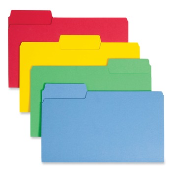 Smead 15410 1/3-Cut Tabs Assorted Legal Size 0.75 in. Expansion 14-pt Stock SuperTab Colored File Folders - Assorted Colors (50/Box)
