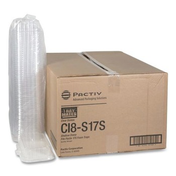 Pactiv Corp. 0CI8S17S0000 8.3 in. x 4.8 in. x 1.5 in. 17S Shallow Dome Plastic OPS Dome-Style Lid - Clear (252/Carton)