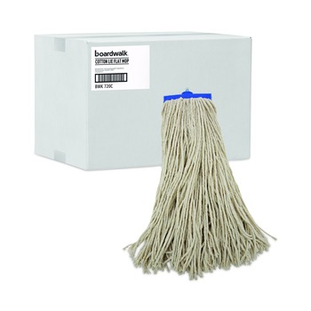 Boardwalk BWK720C 20 oz. Economical Lie-Flat Cotton Fiber Mop Head - White (12/Carton)