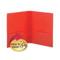 File Folders | Smead 87727 11 in. x 8.5 in. 180-Sheet Capacity Poly 2-Pocket Folder with Fasteners - Red (25/Box) image number 2
