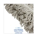 Mops | Boardwalk BWK4032C No. 32 Loop Web/Tailband Value Standard Cotton Mop Head - White (12/Carton) image number 6