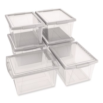 Storex 61430U06C Storage Bins, with Snap-On Lid, 4 gal, 11.25 x 13.53 x 7.87, Translucent, 6/Pack