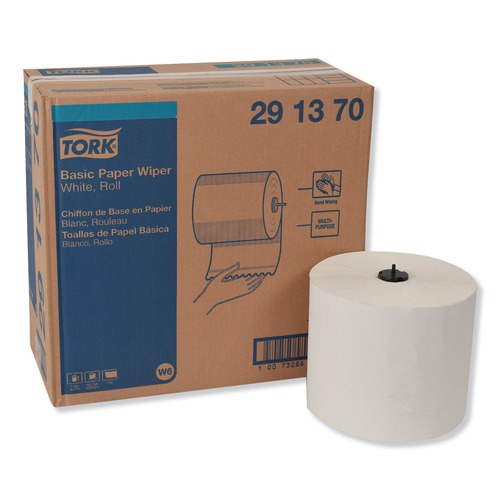 Paper Towels and Napkins | Tork 291370 1-Ply 7.68 in. x 1150 ft. Basic Paper Wiper Roll Towel - White (4/Carton) image number 0