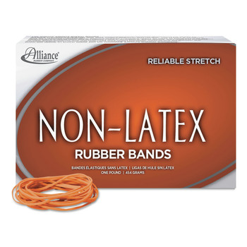 Alliance 37196 1 lbs. Box Size 19 0.04 in. Gauge Non-Latex Rubber Bands - Orange (1-Box)