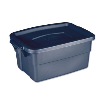 PRODUCTS | Rubbermaid RMRT030003 10.63 in. x 15.69 in. x 7 in. 3 gal. Roughneck Storage Box - Dark Indigo Metallic