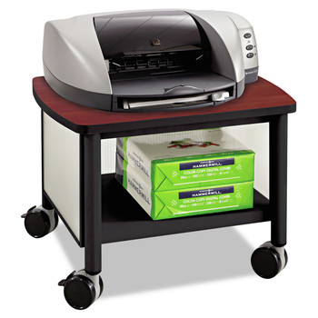 Safco 1862BL 20.5 in. x 16.5 in. x 14.5 in. 100 lb Capacity Impromptu 2-Shelf Under-Desk Machine Stand - Cherry/White/Black