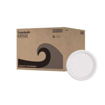 BOWLS AND PLATES | Boardwalk BWKPLTHIPS6WH 6 in. Diameter Hi-Impact Plastic Dinnerware Plate - White (1000/Carton)