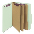 File Folders | Smead 14091 8 SafeSHIELD Fasteners 2/5-Cut Tabs 3 Dividers Letter Size Pressboard Classification Folders - Gray-Green (10/Box) image number 0