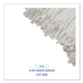 Mops | Boardwalk BWK724REA 24 oz. Cut-End Lie-Flat Rayon Wet Mop Head - White image number 4