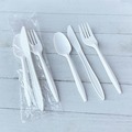 Cutlery | Boardwalk BWK3KITWHPS 3-Piece Mediumweight Fork/Knife/Teaspoon Cutlery Kit - White (250/Carton) image number 4