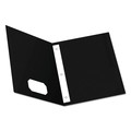 File Folders | Oxford 57706 11 in. x 8.5 in. 0.5 in. Capacity Twin-Pocket Folders with 3 Fasteners - Black (25/Box) image number 0