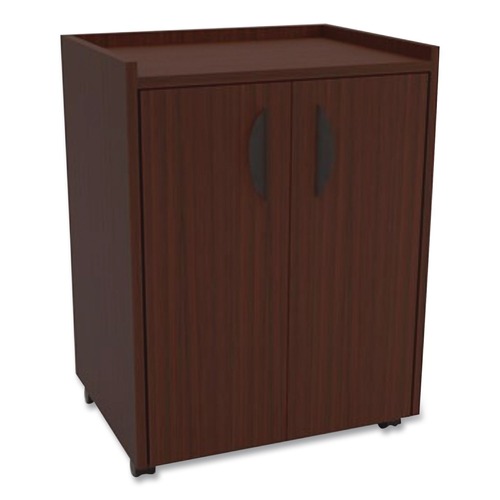 Office Filing Cabinets & Shelves | Safco 8953MH 23 in. x 18 in. x 31 in. 3 Shelves Engineered Wood Mobile Refreshment Center - Mahogany image number 0