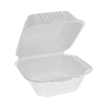 Pactiv Corp. YHLW06000000 SmartLock 5.75 in. x 5.75 in. x 3.25 in. Sandwich Foam Hinged Lid Container - White (504/Carton)
