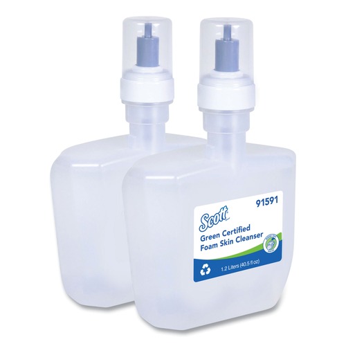 Essential Green Certified Foam Skin Cleanser, Unscented, 1,200 mL, 2/Carton Essential Green Certified Foam Skin Cleanser, Unscented, 1,200 mL, 2/Carton
