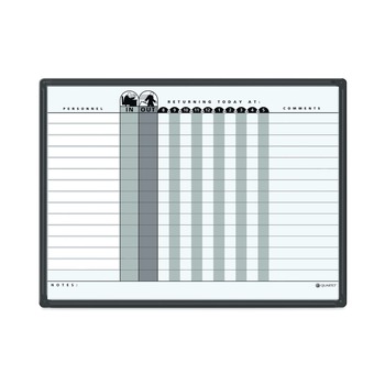 Quartet 781G 24 in. x 18 in. 15-Person Employee In/Out Tracking Board System - White/Gray Surface/Black Aluminum Frame