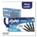 Washable Markers | EXPO 16001A Vis-a -Vis Fine Bullet Tip Wet Erase Marker - Black (1-Dozen) image number 6