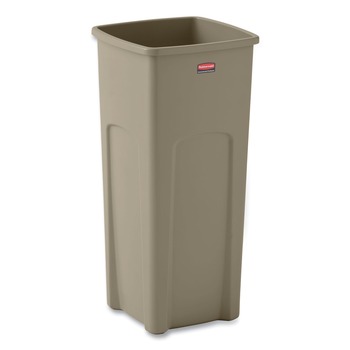 Rubbermaid Commercial FG356988BEIG Untouchable 23 Gallon Square Plastic Waste Container - Beige