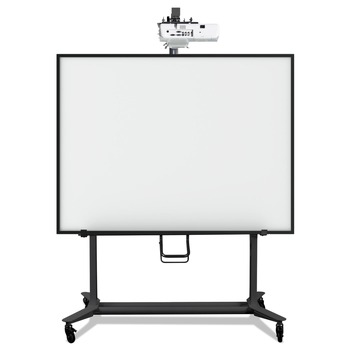 OFFICE FURNITURE AND LIGHTING | MasterVision BI350420 76 in. x 26 in. x 70 in. to 80 in. Interactive Board Mobile Stand with Ultra-Short Throw Projector Arm and Mounting Plate - Black