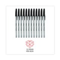 Pens | Universal UNV27420 Fine 0.7 mm Stick Ballpoint Pen - Black Ink, Gray/Black Barrel (1 Dozen) image number 3