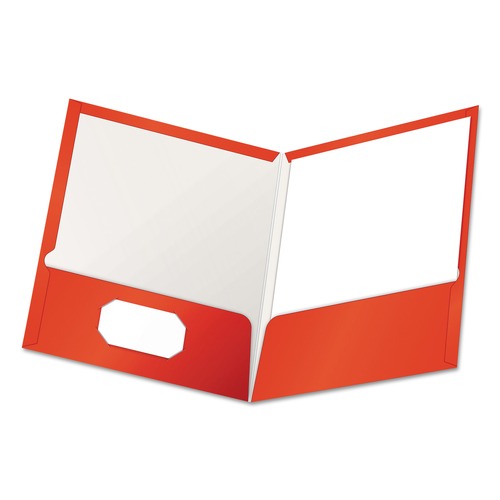 File Folders | Oxford 51711EE 100 Sheet Capacity 11 in. x 8.5 in. High Gloss Laminated Paperboard Folder - Red (25/Box) image number 0