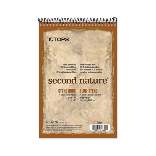 Notebooks & Pads | TOPS 74690 Second Nature 6 in. x 9 in. Sheets Gregg Rule Recycled Notepads - Brown Cover image number 0