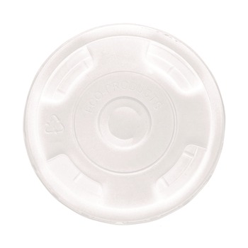 CUPS AND LIDS | Eco-Products EP-CRFL BlueStripe Recycled Content 9 oz. to 24 oz. Cold Cup Flat Lids - Clear (10 Packs/Carton, 100/Pack)