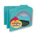 File Folders | Smead 10235 1/3-Cut Tabs Assorted Letter Size 0.75 in. Expansion Interior File Folders - Aqua (100/Box) image number 5