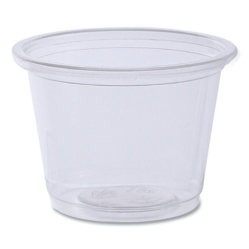 Food Trays, Containers, and Lids | Boardwalk BWKPRTN1TS 1 oz Plastic Souffle/Portion Cups - Clear (2500/Carton) image number 0