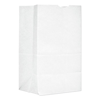 Paper Bags & Sacks 81325 8.13 in. x 5.88 in. x 12.5 in. #20 Squat Size Grocery Paper Bags - White (1000/Bundle)