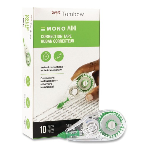 Erasers & Correction Supplies | Tombow 68722 0.17 in. x 315 in. MONO Non-Refillable Mini Correction Tape - Clear Applicator (10/Pack) image number 0