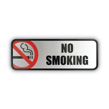 Cosco 098207 9 in. x 3 in. No Smoking Brushed Metal Office Sign - Silver